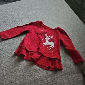 Carter's Red Long Sleeve Tee with Ruffle Hem